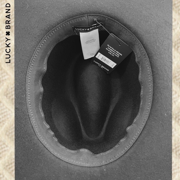 LUCKY BRAND (NWT) 100% WOOL Gold-Charm-Accented Band Black Wide Brim Ranger Hat - Picture 10 of 16